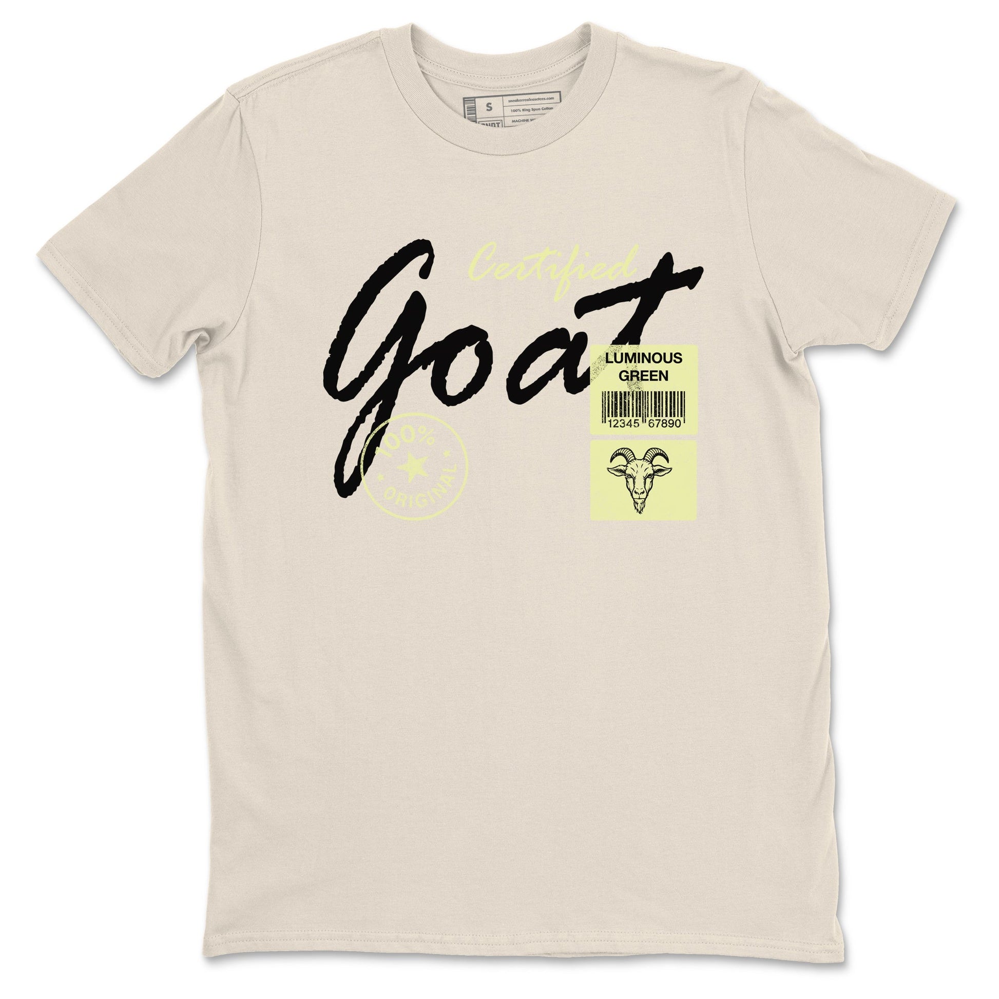 Sneaker match tees – Streetwear Graphic Tees Air Jordan 5 Luminous Green Sneakers – Certified Goat Graphic Tee Natural 2