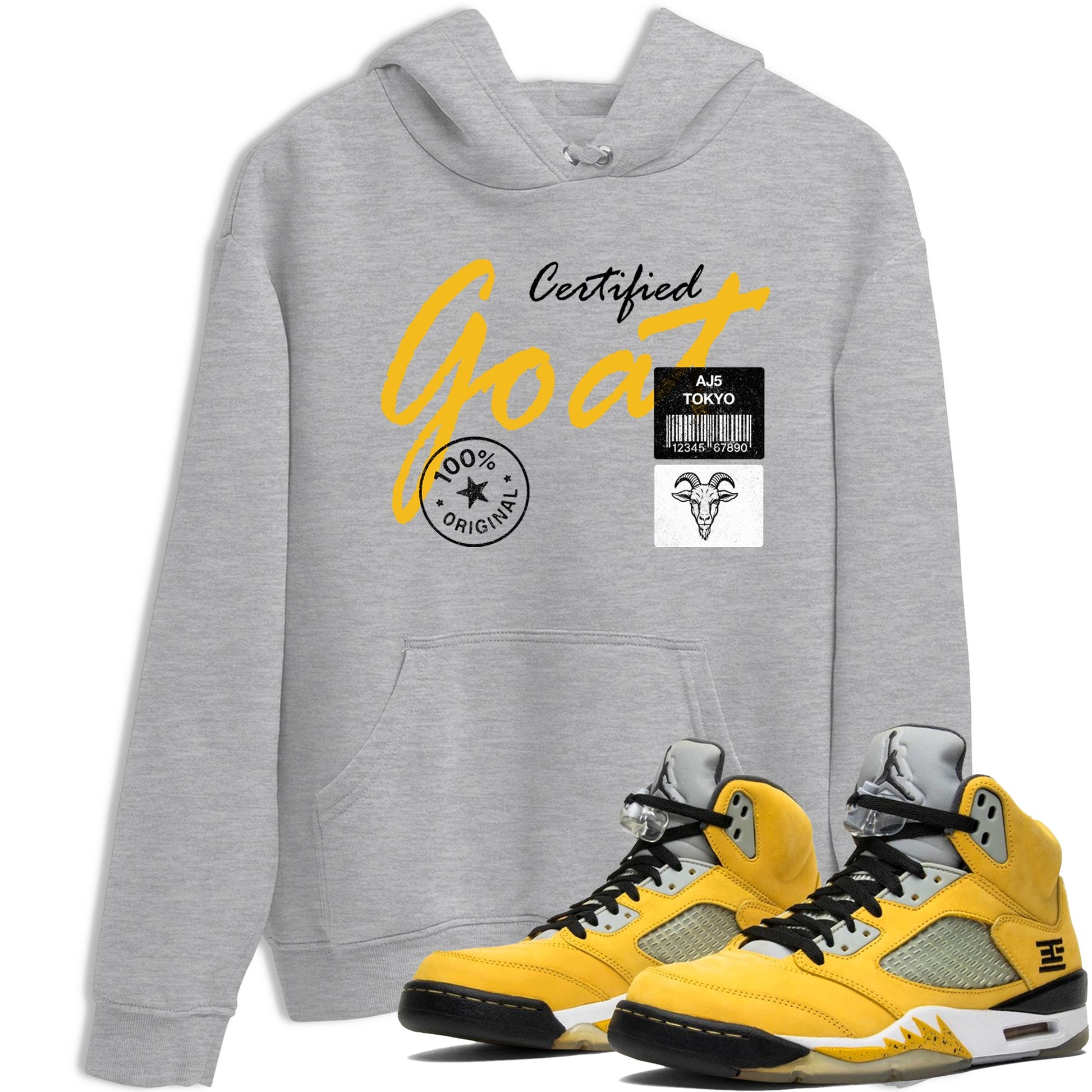 Sneaker match tees – Sneaker Tees To Match Air Jordan 5 Tokyo Shoes – Certified Goat Tee Heather Grey 1