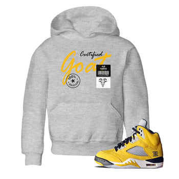 Sneaker match tees – Sneaker Tees To Match Air Jordan 5 Tokyo Shoes – Certified Goat Kids T-Shirt Heather Grey 1