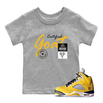 Sneaker match tees – Sneaker Tees To Match Air Jordan 5 Tokyo Shoes – Certified Goat Kids T-Shirt Heather Grey 1