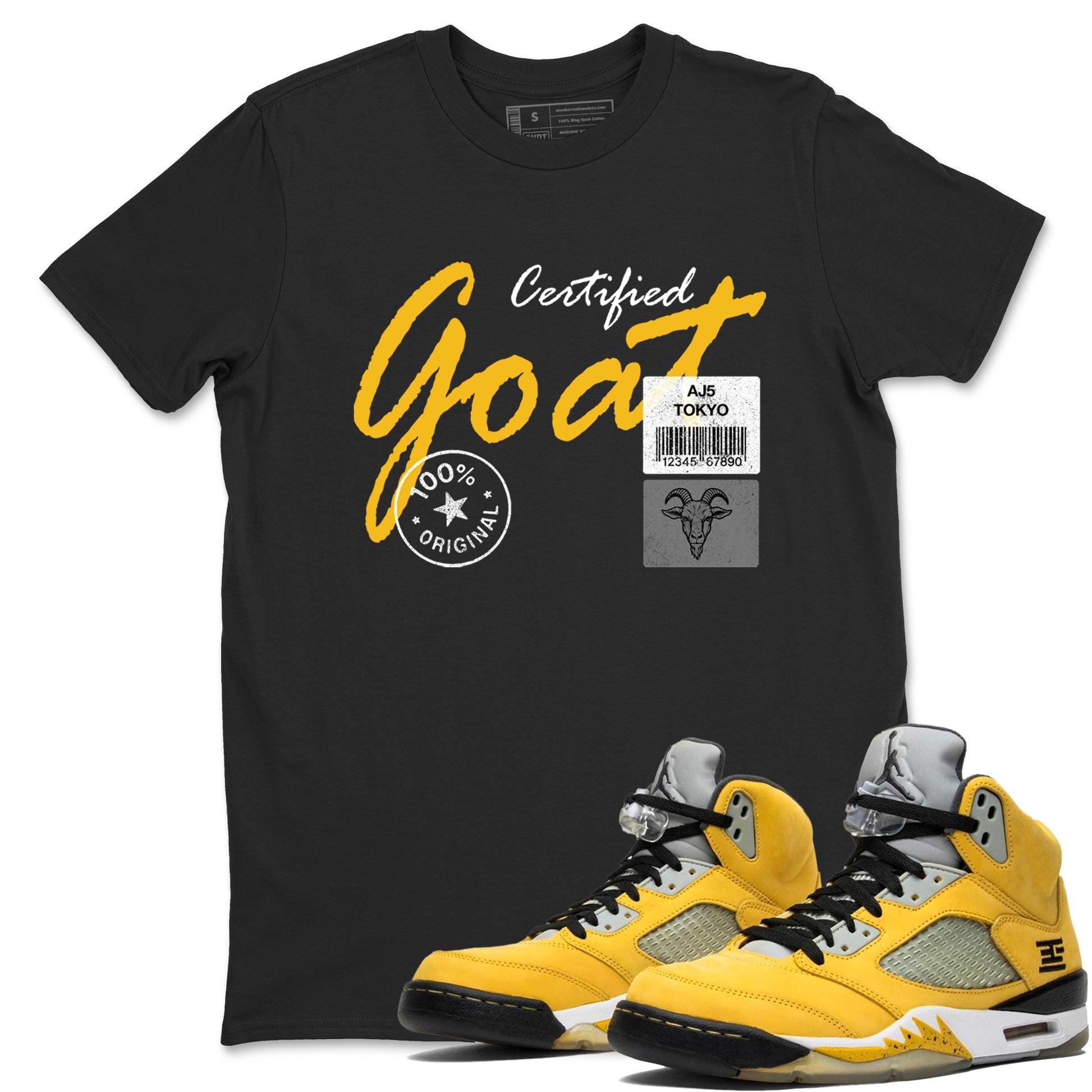 Sneaker match tees – Sneaker Tees To Match Air Jordan 5 Tokyo Shoes – Certified Goat Tee Black 1