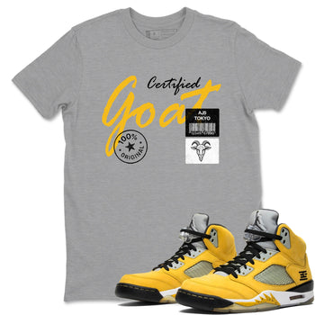 Sneaker match tees – Sneaker Tees To Match Air Jordan 5 Tokyo Shoes – Certified Goat Tee Heather Grey 1