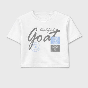 Sneaker match tees – Sneaker Tees To Match Air Jordan 5 White Metallic Shoes – Certified Goat Crop T-Shirt White 2