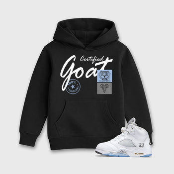 Sneaker match tees – Sneaker Tees To Match Air Jordan 5 White Metallic Shoes – Certified Goat Kids T-Shirt Black 1