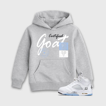Sneaker match tees – Sneaker Tees To Match Air Jordan 5 White Metallic Shoes – Certified Goat Kids T-Shirt Heather Grey 1