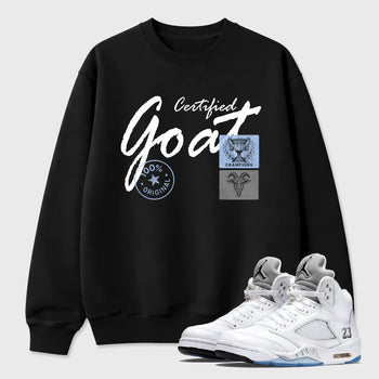 Sneaker match tees – Sneaker Tees To Match Air Jordan 5 White Metallic Shoes – Certified Goat Tee Black 1