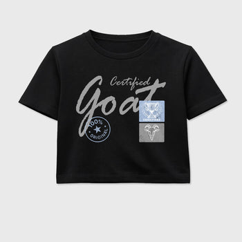 Sneakerfit for Sneakerheads – Sneaker Tees To Match Air Jordan 5 Wolf Grey Sneakers – Certified Goat Crop T-Shirt Black 2