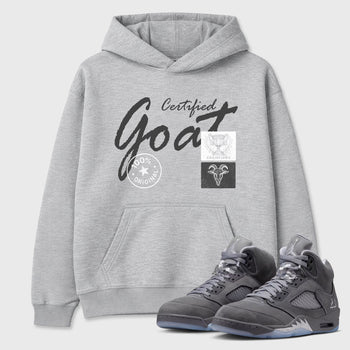 Sneakerfit for Sneakerheads – Sneaker Tees To Match Air Jordan 5 Wolf Grey Sneakers – Certified Goat Tee Heather Grey 1