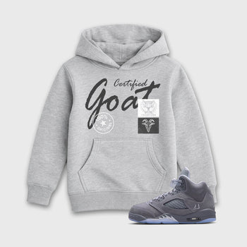 Sneakerfit for Sneakerheads – Sneaker Tees To Match Air Jordan 5 Wolf Grey Sneakers – Certified Goat Kids T-Shirt Heather Grey 1