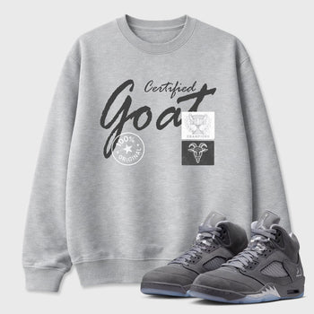 Sneakerfit for Sneakerheads – Sneaker Tees To Match Air Jordan 5 Wolf Grey Sneakers – Certified Goat Tee Heather Grey 1