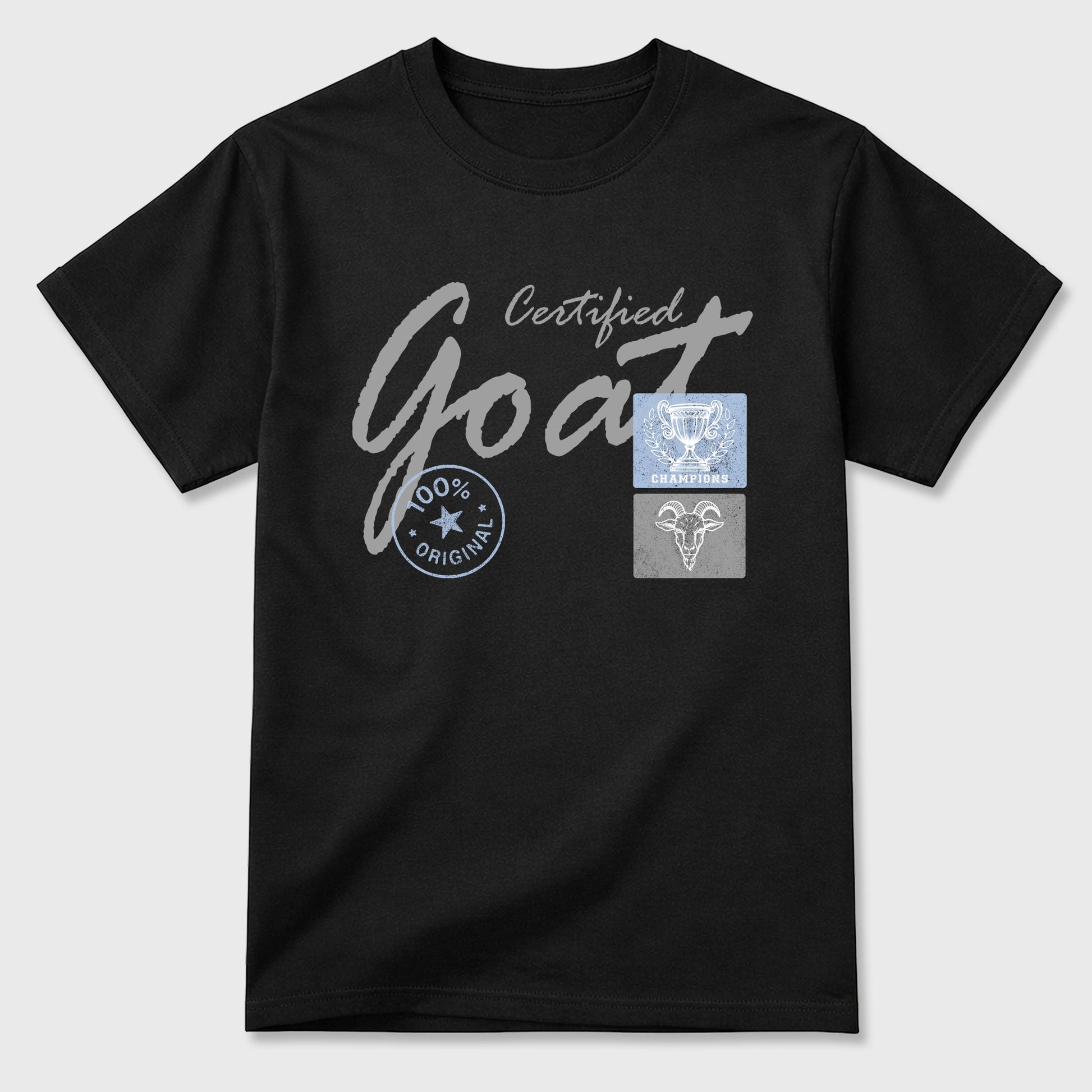 Sneakerfit for Sneakerheads – Sneaker Tees To Match Air Jordan 5 Wolf Grey Sneakers – Certified Goat Tee Black 2