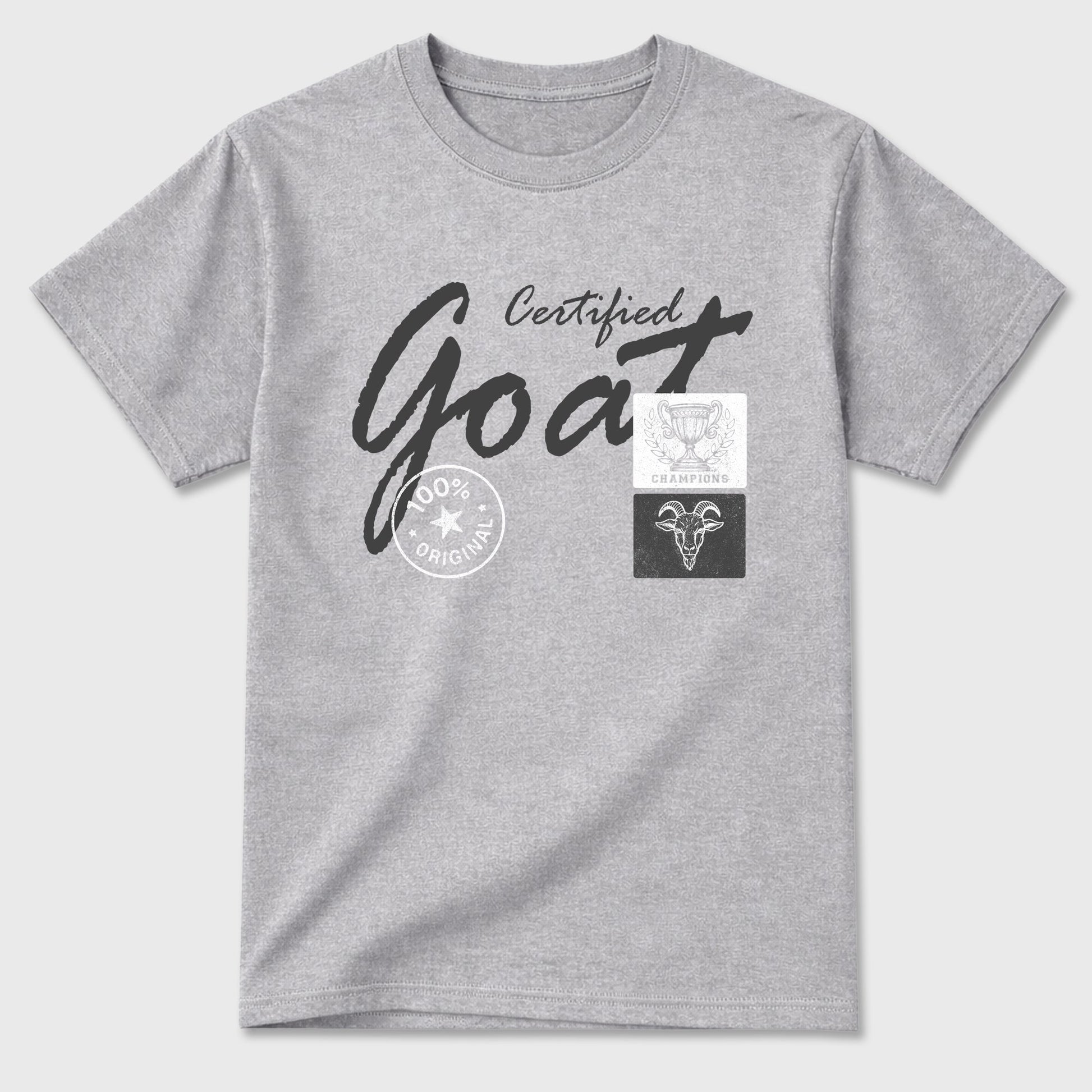 Sneakerfit for Sneakerheads – Sneaker Tees To Match Air Jordan 5 Wolf Grey Sneakers – Certified Goat Tee Heather Grey 2