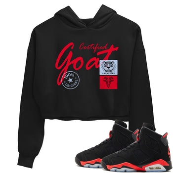 Sneaker match tees – Sneaker Tees To Match Air Jordan 6 Reverse Infrared Shoes – Certified Goat Crop T-Shirt Black 1