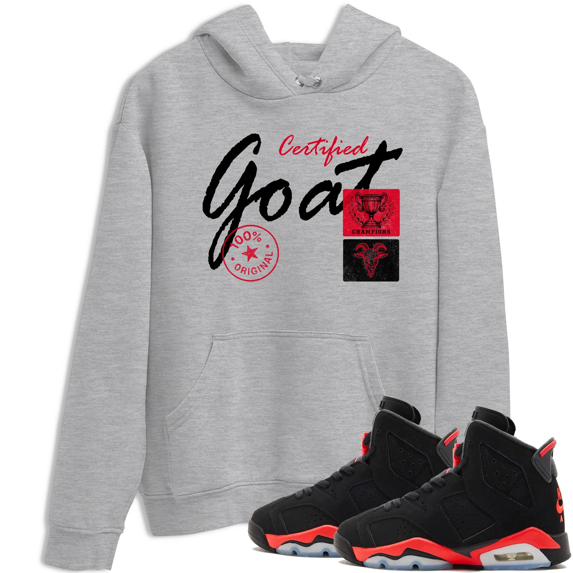 Sneaker match tees – Sneaker Tees To Match Air Jordan 6 Reverse Infrared Shoes – Certified Goat Tee Heather Grey 1