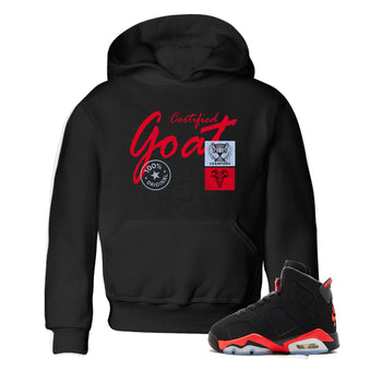 Sneaker match tees – Sneaker Tees To Match Air Jordan 6 Reverse Infrared Shoes – Certified Goat Kids T-Shirt Black 1