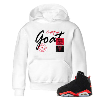 Sneaker match tees – Sneaker Tees To Match Air Jordan 6 Reverse Infrared Shoes – Certified Goat Kids T-Shirt White 1
