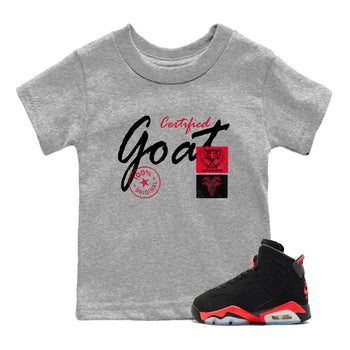 Sneaker match tees – Sneaker Tees To Match Air Jordan 6 Reverse Infrared Shoes – Certified Goat Kids T-Shirt Heather Grey 1