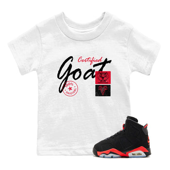 Sneaker match tees – Sneaker Tees To Match Air Jordan 6 Reverse Infrared Shoes – Certified Goat Kids T-Shirt White 1