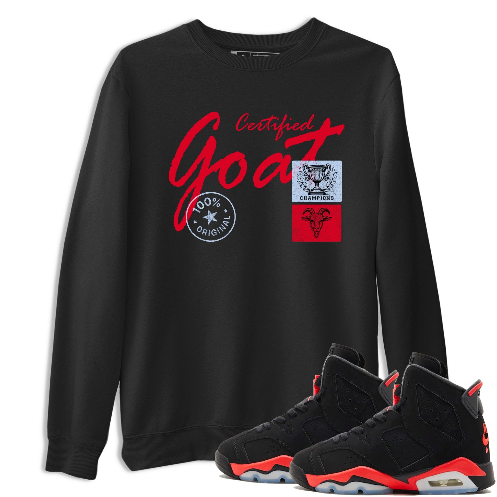 Sneaker match tees – Sneaker Tees To Match Air Jordan 6 Reverse Infrared Shoes – Certified Goat Tee Black 1