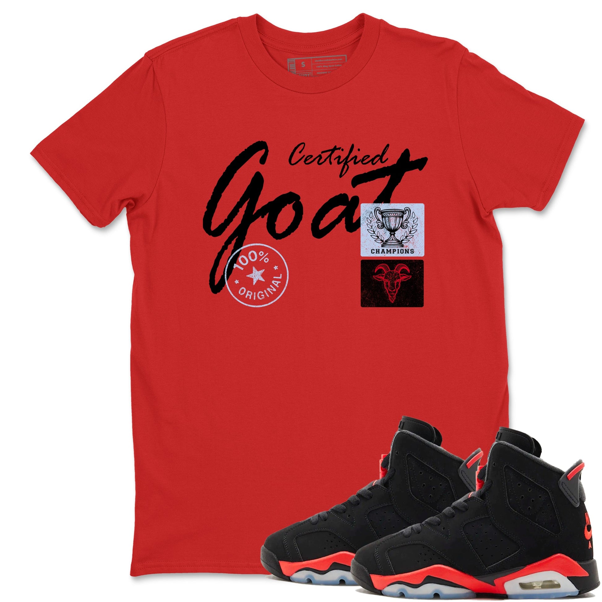 Sneaker match tees – Sneaker Tees To Match Air Jordan 6 Reverse Infrared Shoes – Certified Goat Tee Red 1