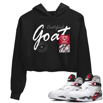 Sneaker Threads – Sneaker Tees To Match Air Jordan 8 Bunny – Certified Goat Crop Tee Black 1. Perfect for Jordan releases 2025 colorways.