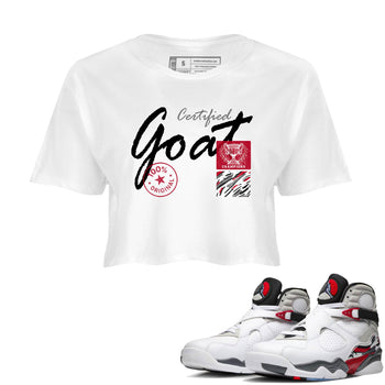 Sneaker Threads – Sneaker Tees To Match Air Jordan 8 Bunny – Certified Goat Crop Tee White 1. Perfect for Jordan releases 2025 colorways.