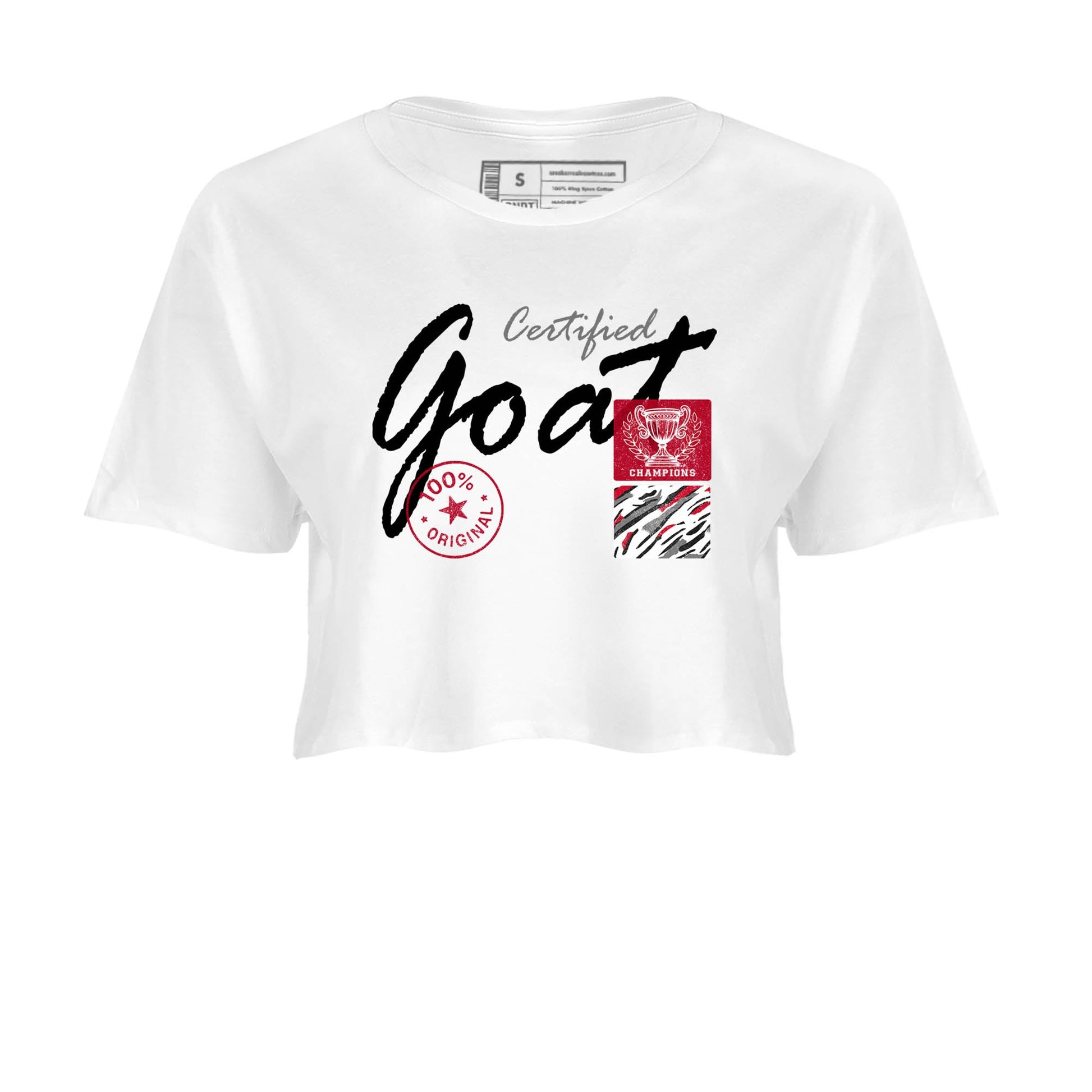 Sneaker Threads – Sneaker Tees To Match Air Jordan 8 Bunny – Certified Goat Crop Tee White 2. Perfect for Jordan releases 2025 colorways.