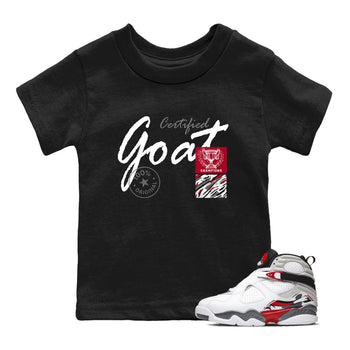 Sneaker Threads – Sneaker Tees To Match Air Jordan 8 Bunny – Certified Goat Youth Graphic Tee Black 1. Perfect for Jordan releases 2025 colorways.