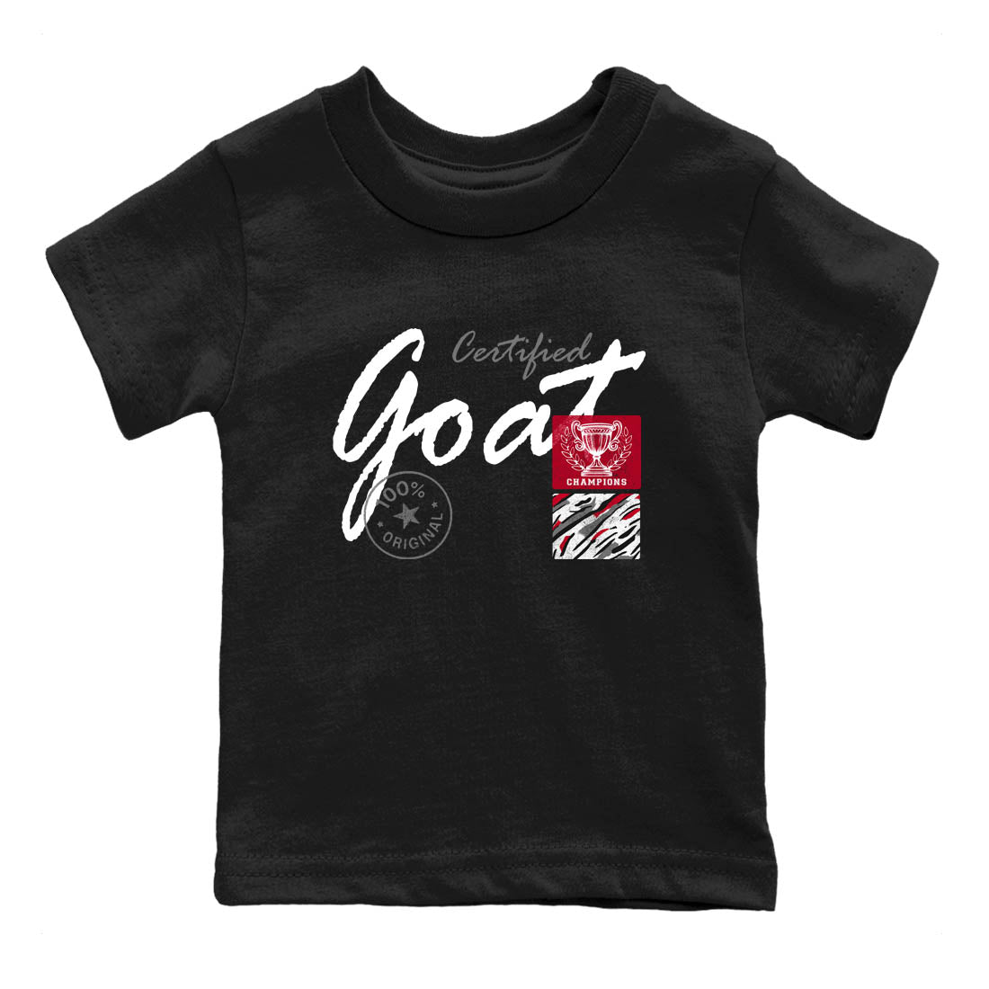 Sneaker Threads – Sneaker Tees To Match Air Jordan 8 Bunny – Certified Goat Youth Graphic Tee Black 2. Perfect for Jordan releases 2025 colorways.