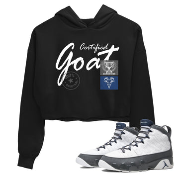Sneaker match tees – Sneaker Tees To Match Air Jordan 9 Flint Grey Shoes – Certified Goat Crop T-Shirt Black 1