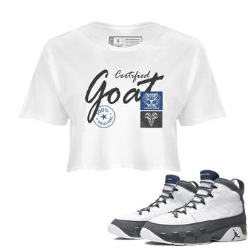 Sneaker match tees – Sneaker Tees To Match Air Jordan 9 Flint Grey Shoes – Certified Goat Crop T-Shirt White 1