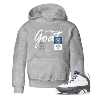 Sneaker match tees – Sneaker Tees To Match Air Jordan 9 Flint Grey Shoes – Certified Goat Kids T-Shirt Heather Grey 1