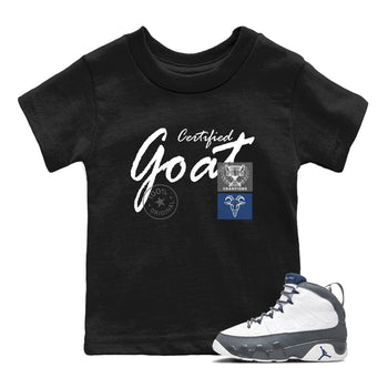 Sneaker match tees – Sneaker Tees To Match Air Jordan 9 Flint Grey Shoes – Certified Goat Kids T-Shirt Black 1