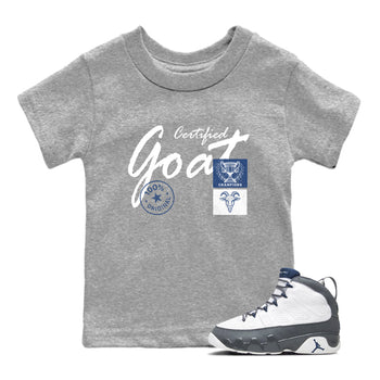 Sneaker match tees – Sneaker Tees To Match Air Jordan 9 Flint Grey Shoes – Certified Goat Kids T-Shirt Heather Grey 1
