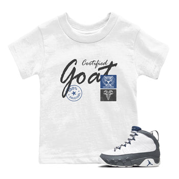 Sneaker match tees – Sneaker Tees To Match Air Jordan 9 Flint Grey Shoes – Certified Goat Kids T-Shirt White 1