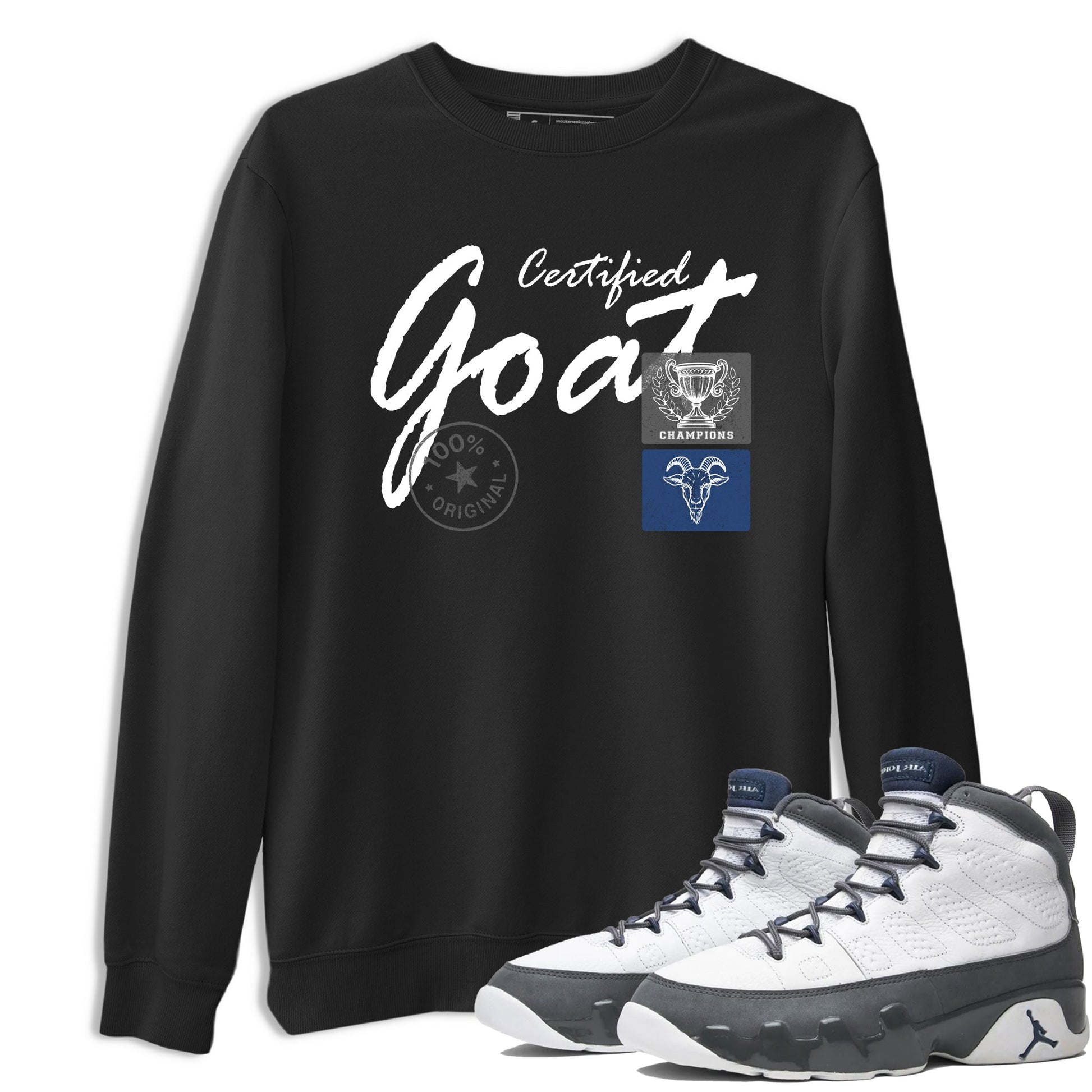 Sneaker match tees – Sneaker Tees To Match Air Jordan 9 Flint Grey Shoes – Certified Goat Tee Black 1