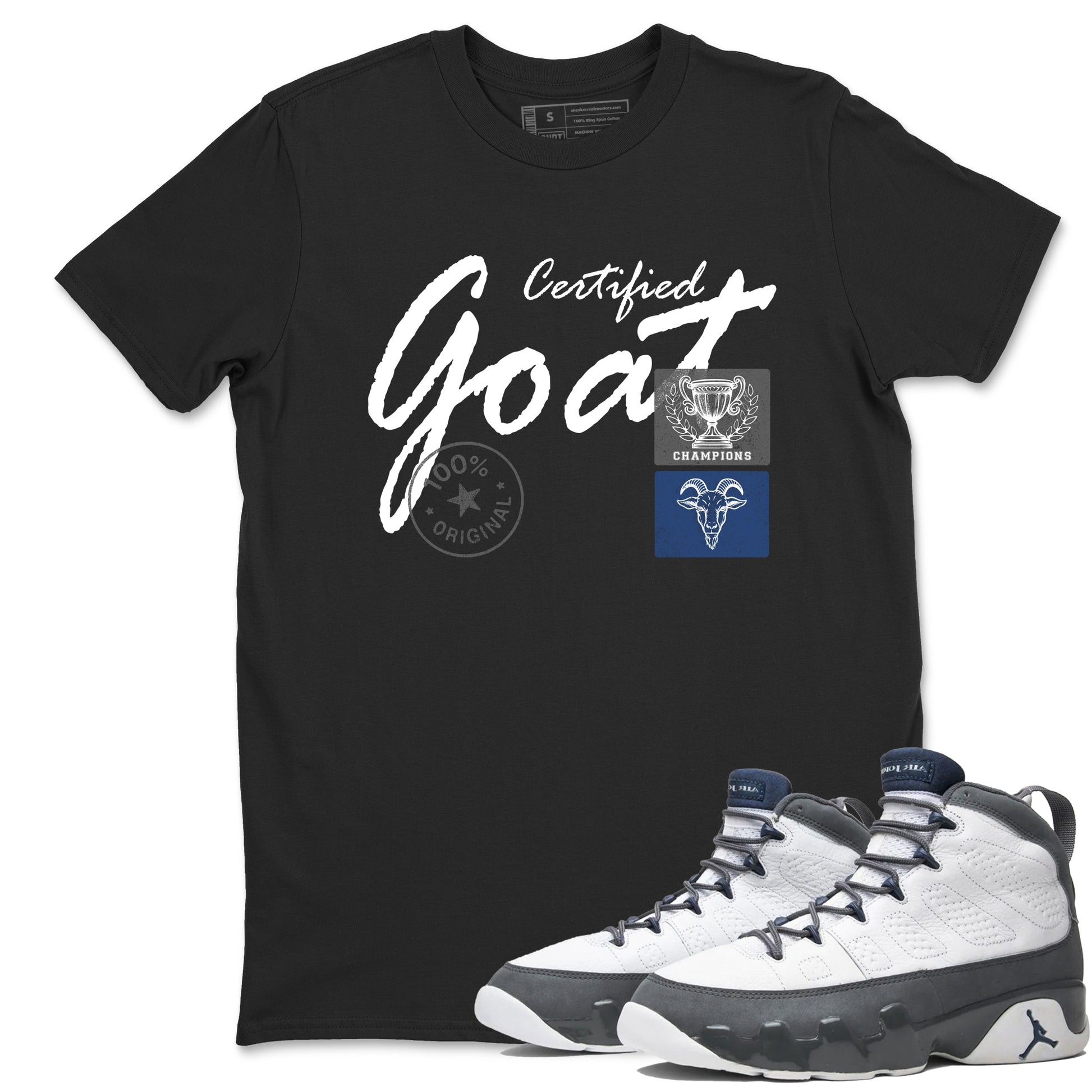 Sneaker match tees – Sneaker Tees To Match Air Jordan 9 Flint Grey Shoes – Certified Goat Tee Black 1