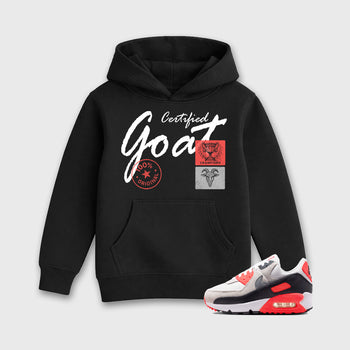Sneaker match tees – Sneaker Tees To Match Air Max 90 Infrared Shoes – Certified Goat Kids T-Shirt Black 1
