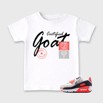 Sneaker match tees – Sneaker Tees To Match Air Max 90 Infrared Shoes – Certified Goat Kids T-Shirt White 1