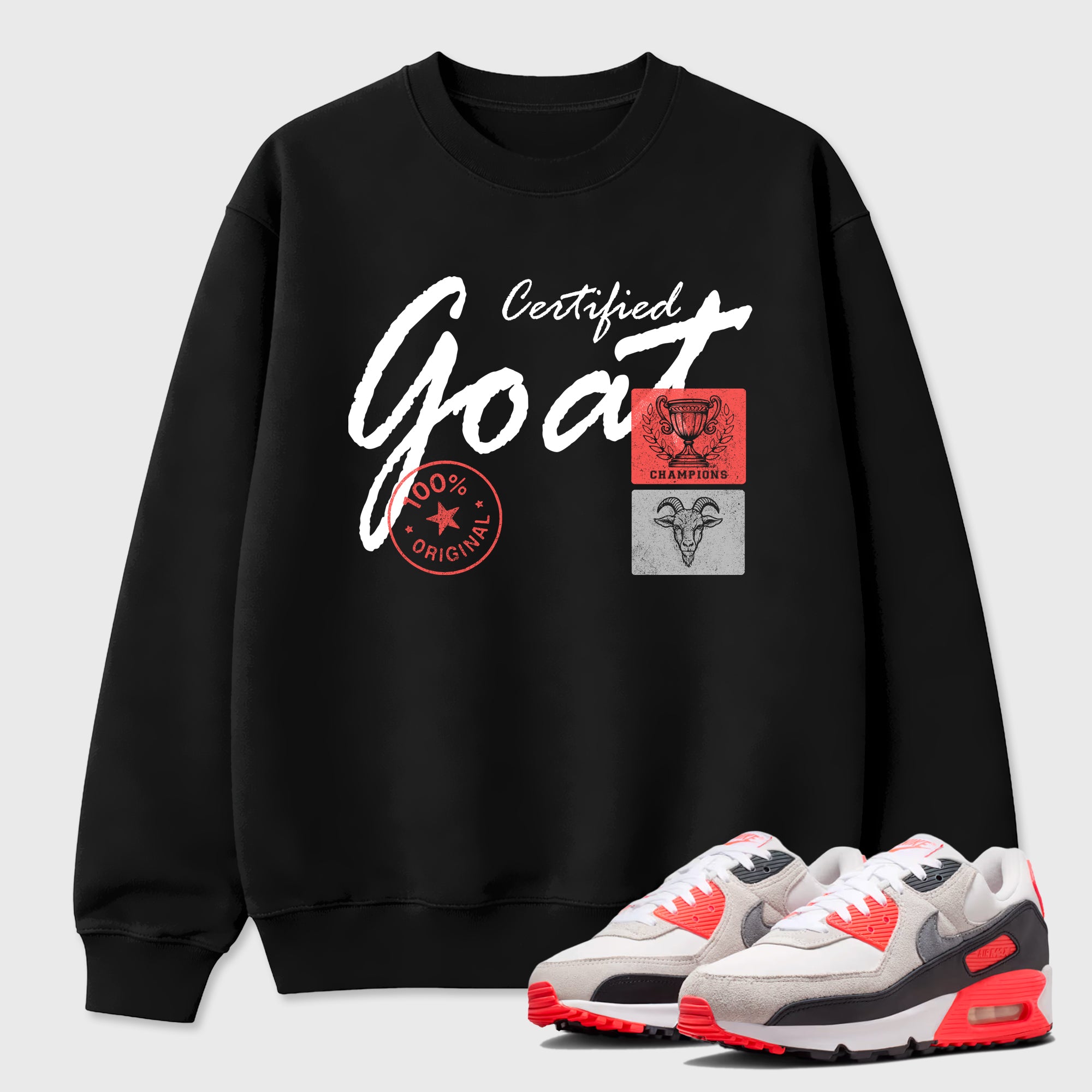 Sneaker match tees – Sneaker Tees To Match Air Max 90 Infrared Shoes – Certified Goat Tee Black 1