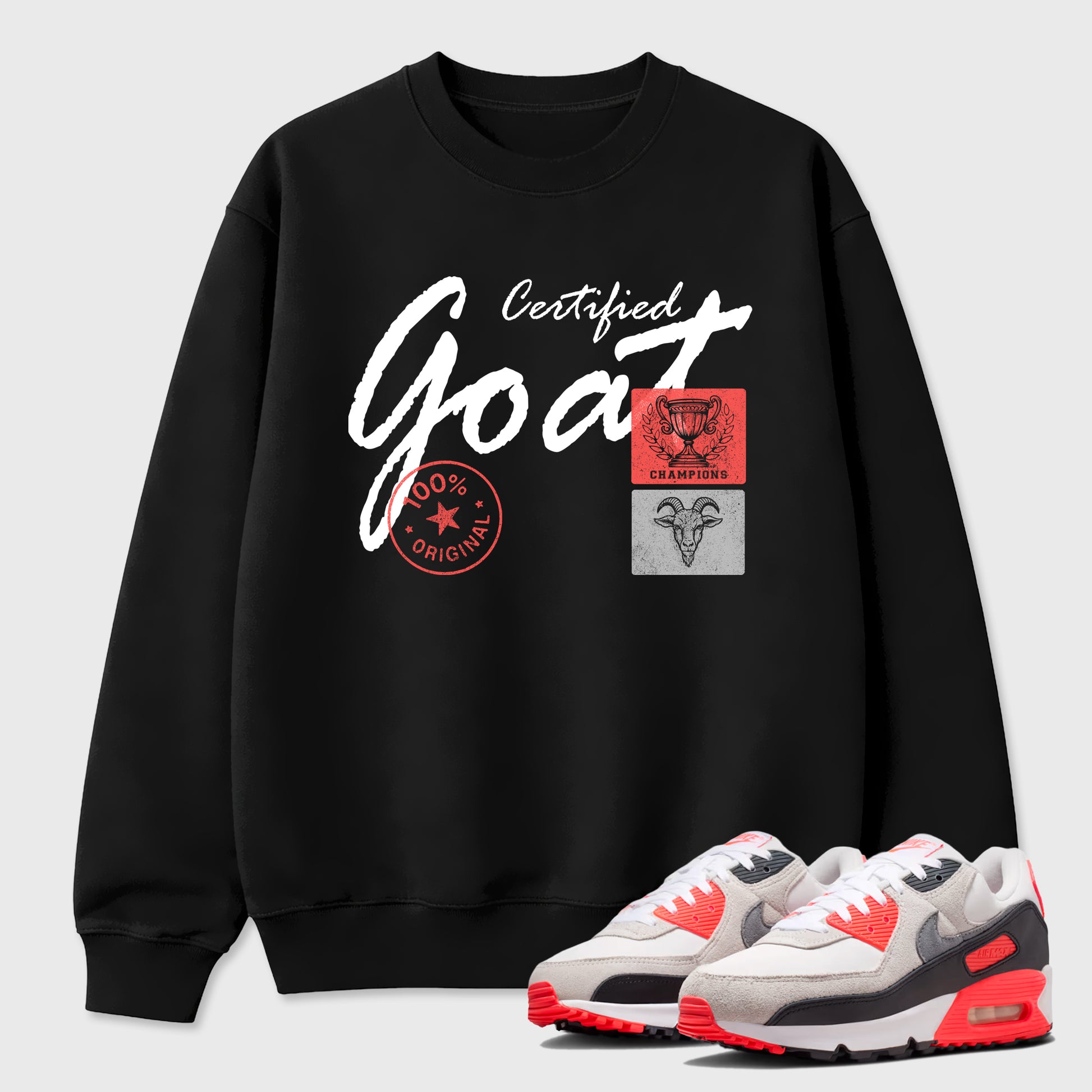 Sneaker match tees – Sneaker Tees To Match Air Max 90 Infrared Shoes – Certified Goat Tee Black 1