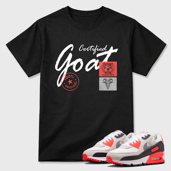Sneaker match tees – Sneaker Tees To Match Air Max 90 Infrared Shoes – Certified Goat Tee Black 1