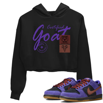 Sneaker match tees – Sneaker Threads To Match Dunk Low Persian Violet Shoes – Certified Goat Crop T-Shirt Black 1