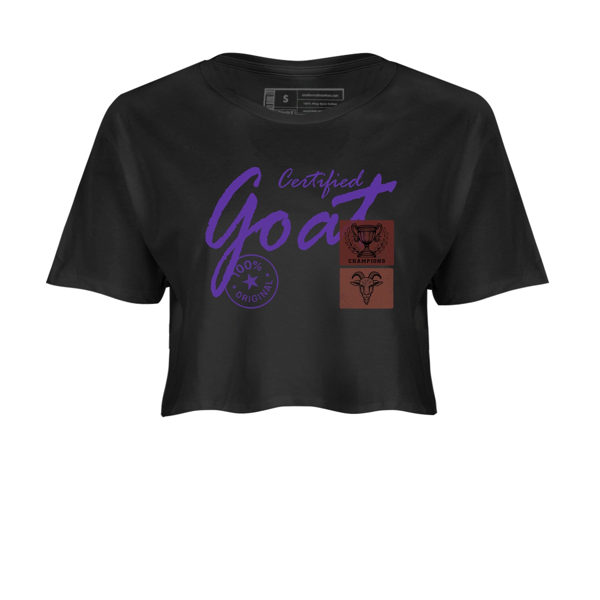 Sneaker match tees – Sneaker Threads To Match Dunk Low Persian Violet Shoes – Certified Goat Crop T-Shirt Black 2