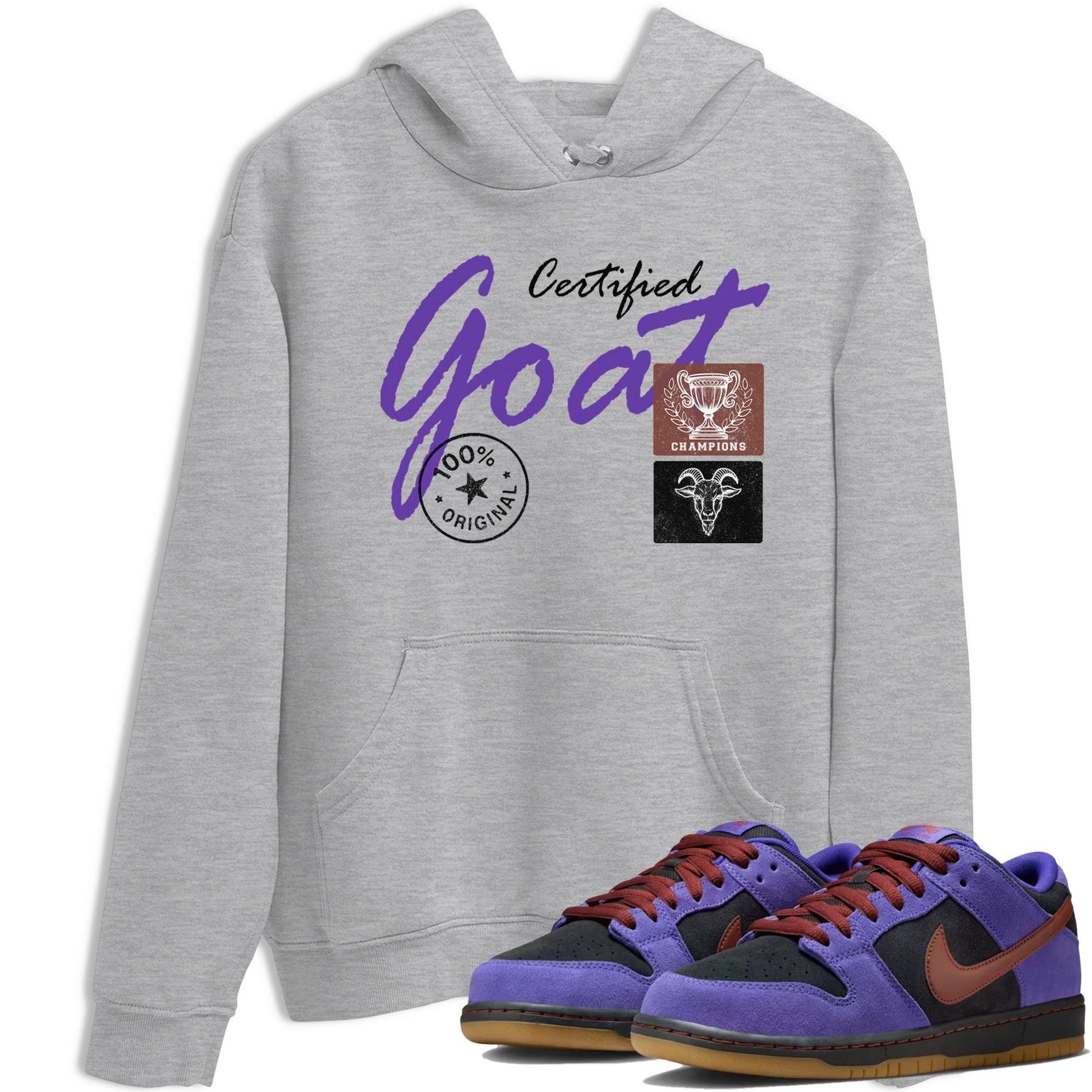Sneaker match tees – Sneaker Threads To Match Dunk Low Persian Violet Shoes – Certified Goat Tee Heather Grey 1