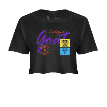 Sneaker Threads – Sneaker Tees To Match New Balance 9060 Prism Purple – Certified Goat Crop Tee Black 2. Perfect for Jordan releases 2025 colorways.