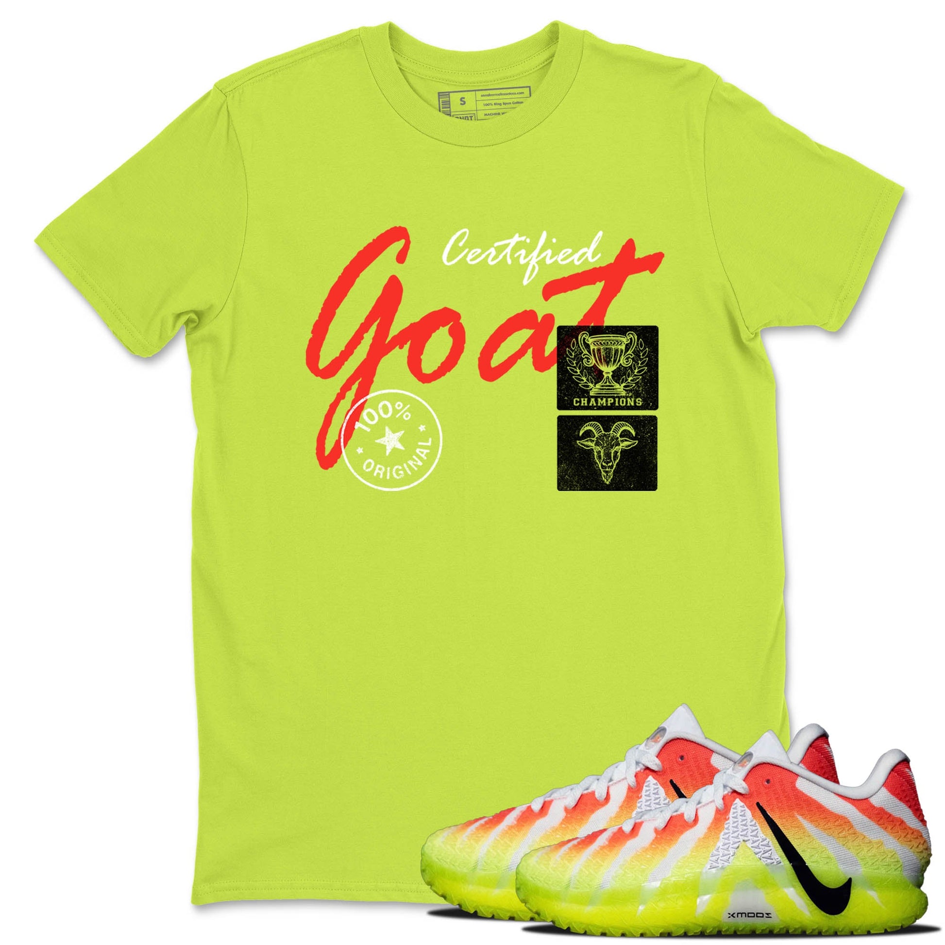 Sneaker Threads – Sneaker Tees To Match Nike JA 3 Under The Christmas Tree – Certified Goat Graphic Tee Safety Green 1. Perfect for Jordan releases 2025 colorways. Perfect for Ja Morant sneaker releases and Christmas 2025 colorways.
