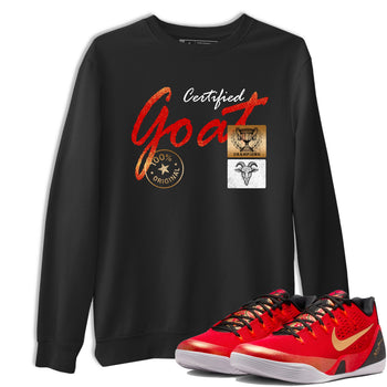 Sneaker match tees – Sneaker Tees To Match Nike KB 9 China Kobe 9 Low Proto EM University Red and Metallic Gold Shoes – Certified Goat Tee Black 1