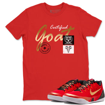 Sneaker match tees – Sneaker Tees To Match Nike KB 9 China Kobe 9 Low Proto EM University Red and Metallic Gold Shoes – Certified Goat Tee Red 1