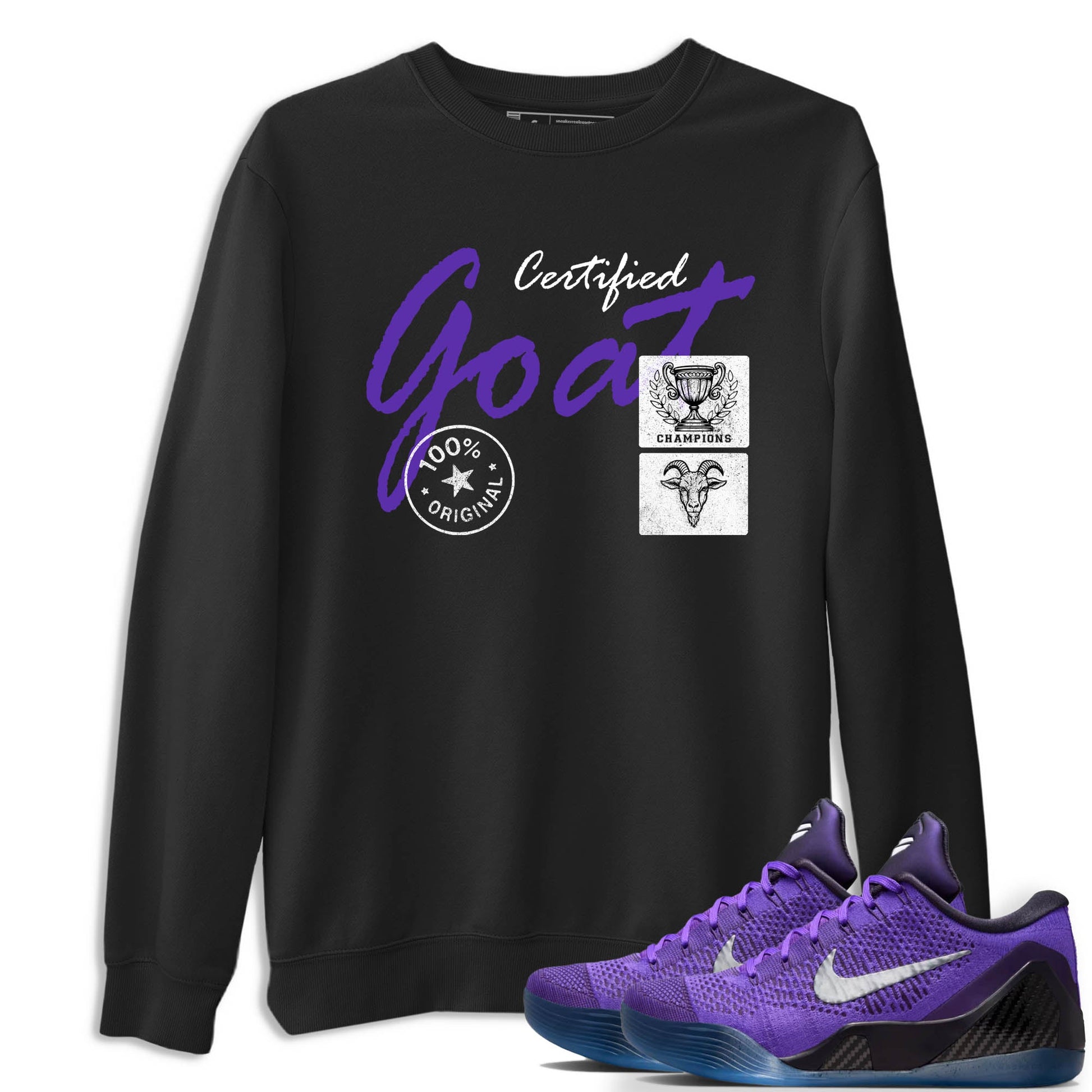 Sneaker Threads – Sneaker Tees To Match Nike KB 9 Hyper Grape – Certified Goat Graphic Tee Black 1. Perfect for Jordan releases 2025 colorways. Perfect for purple basketball sneaker releases and legacy-inspired colorways for 2025 hoopers.